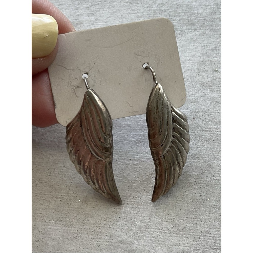 Vintage Mexico 925 Sterling Silver Wing Earrings Modernist Estate Jewelry
